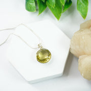 Lemon Topaz Silver Pendant : Big Round - Love Rocks